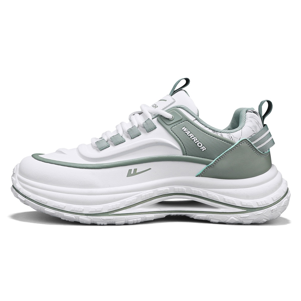 

Puffy Shoes высота увеличивающая облегченные низкие массивные кроссовки мужские WARRIOR, белый зеленый