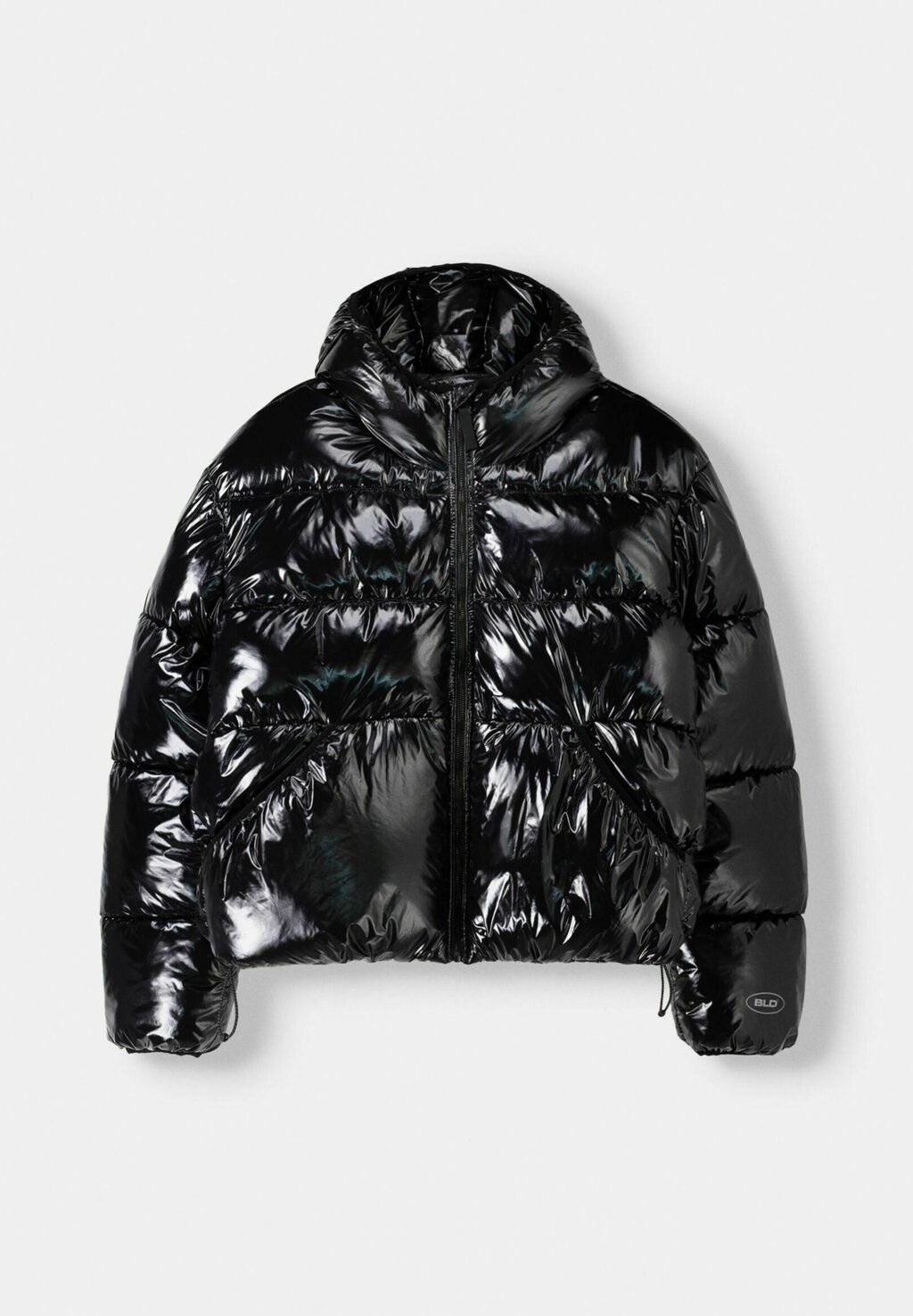 

Зимняя куртка HOOD PUFFER Bershka, черный деним