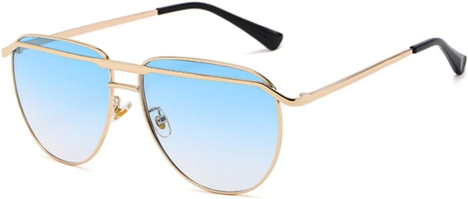 

Ретро большие металлические солнцезащитные очки для женщин, прозрачные зеркальные линзы с градиентным переходом, защита от УФ-излучения UV400, мужские солнцезащитные очки generic, Golden Blue Gradient