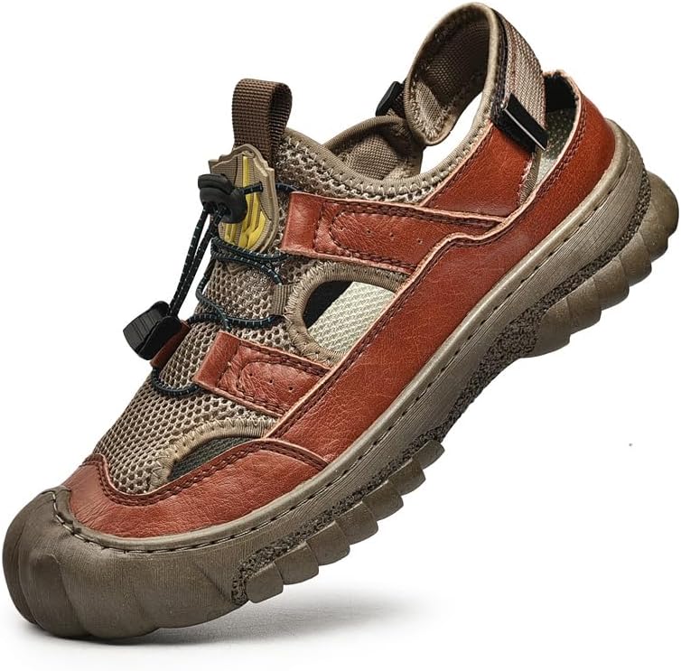 

Мужские сандалии AQIXIDX для вождения и походов, спортивная обувь для пляжа, закрытые носки, дышащие, легкие, для ходьбы, красный