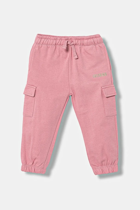 

Детские хлопковые спортивные штаны Guess, розовый