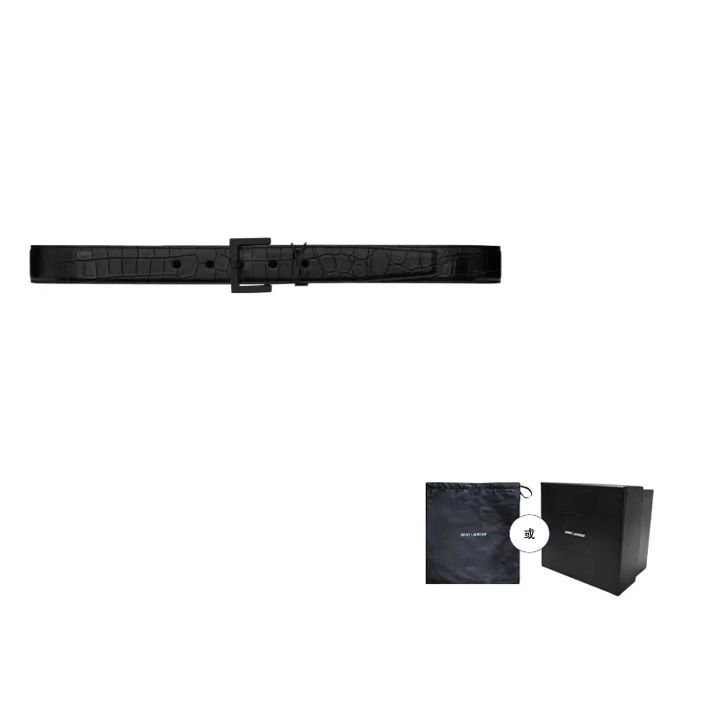 

SAINT LAURENT Ремень с бляшкой в виде монограммы, Black