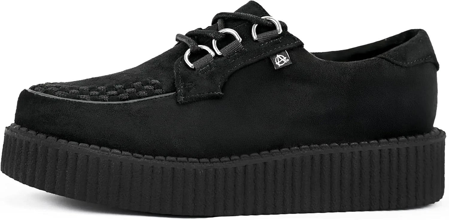 Туфли T.U.K. Anarchic Creeper - Shoes for Men and Women - Punk, Gothic and Rocker Shoes - Lace-up Shoes, Vegan Suede Black
