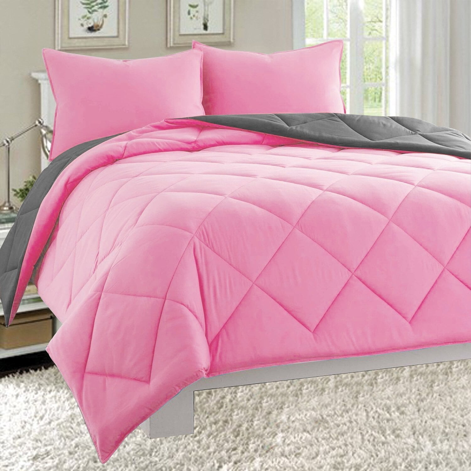 

Комплект постельного белья King Elegant Comfort, розовый / серый
