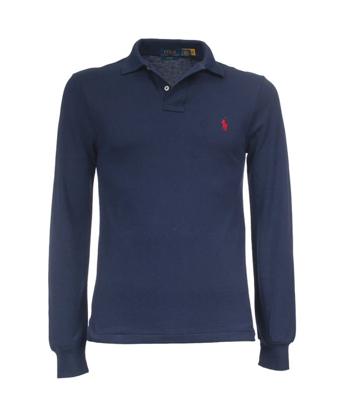 

Хлопковая рубашка-поло с логотипом Polo Ralph Lauren, синий