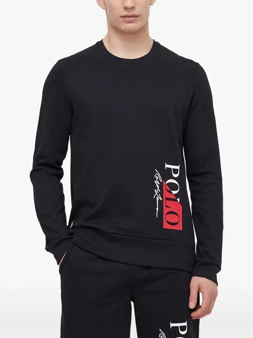 Топ для пижамы с длинными рукавами и логотипом POLO RALPH LAUREN, черный