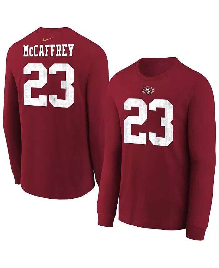 

Футболка с длинным рукавом Big Boys and Girls Christian McCaffrey Scarlet San Francisco 49ers с именем игрока и номером Nike