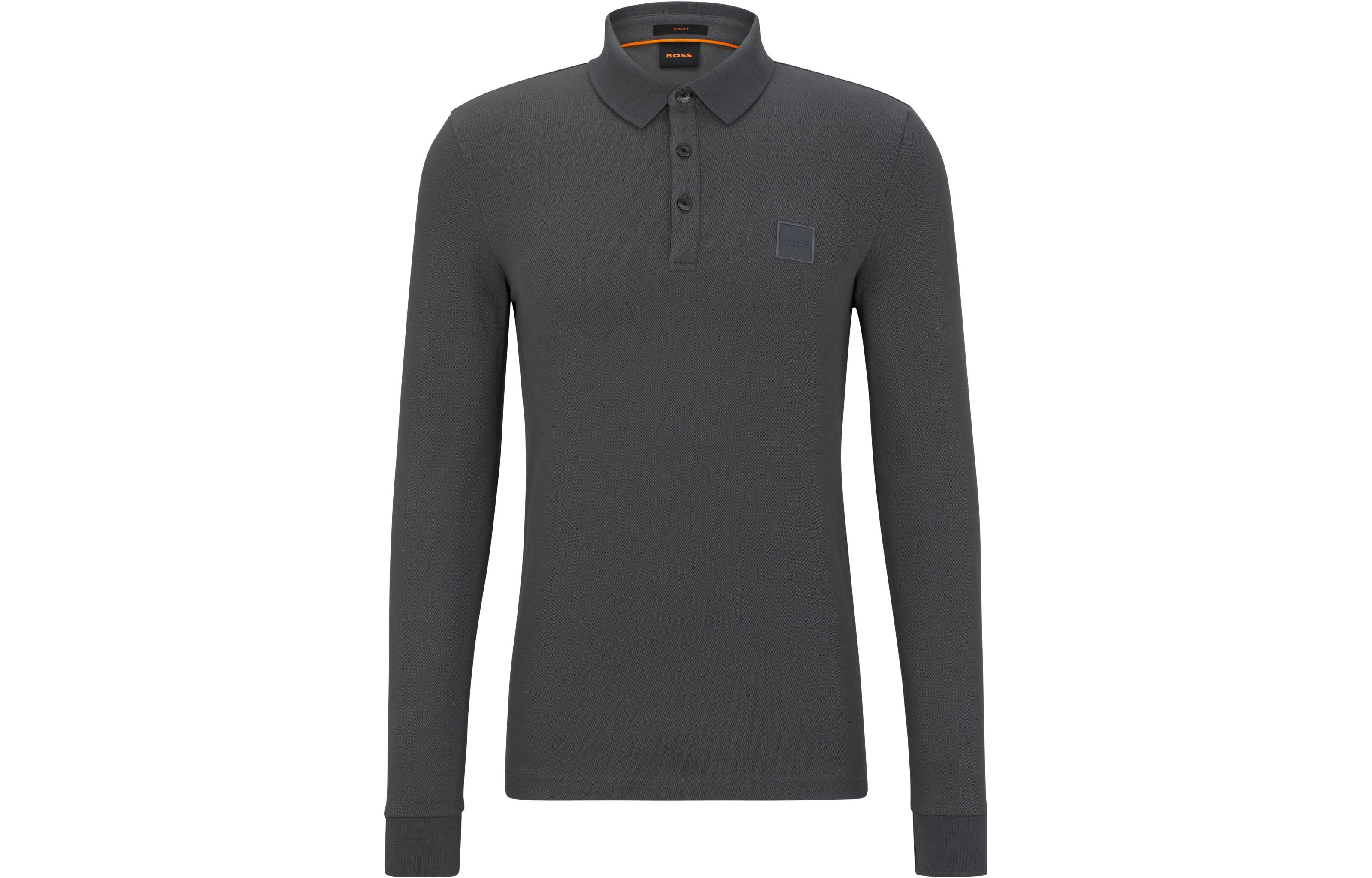 

Поло из стрейч-хлопка с нашивкой Boss Logo HUGO BOSS, темно-серый