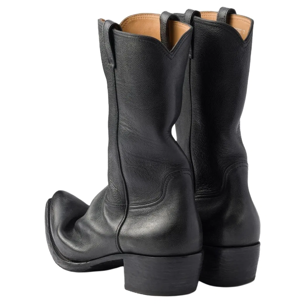 Ботинки на каблуке 5.3 см PRADA Black — фото 4