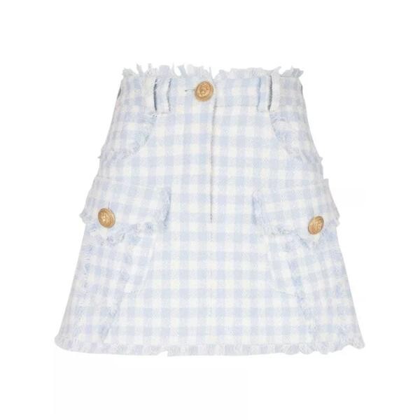 

Юбка gingham-pattern a-line miniskirt Balmain, синий