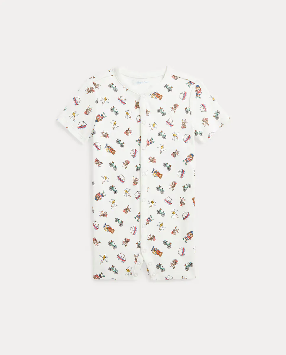 

Унисекс хлопковый комбинезон с Polo Bear Polo Ralph Lauren, белый