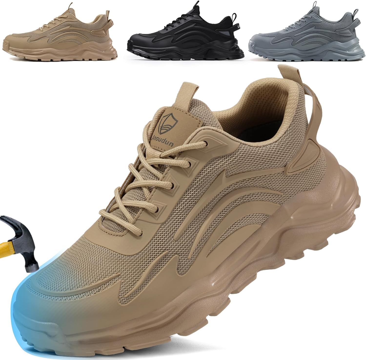 

Мужские ботинки с стальным носком, рабочая обувь для мужчин, стальные ботинки для строительства, дышащие кроссовки с защитой от ударов для склада, легкие безопасные неразрушимые кроссовки для промышленности Kgjianda, коричневый