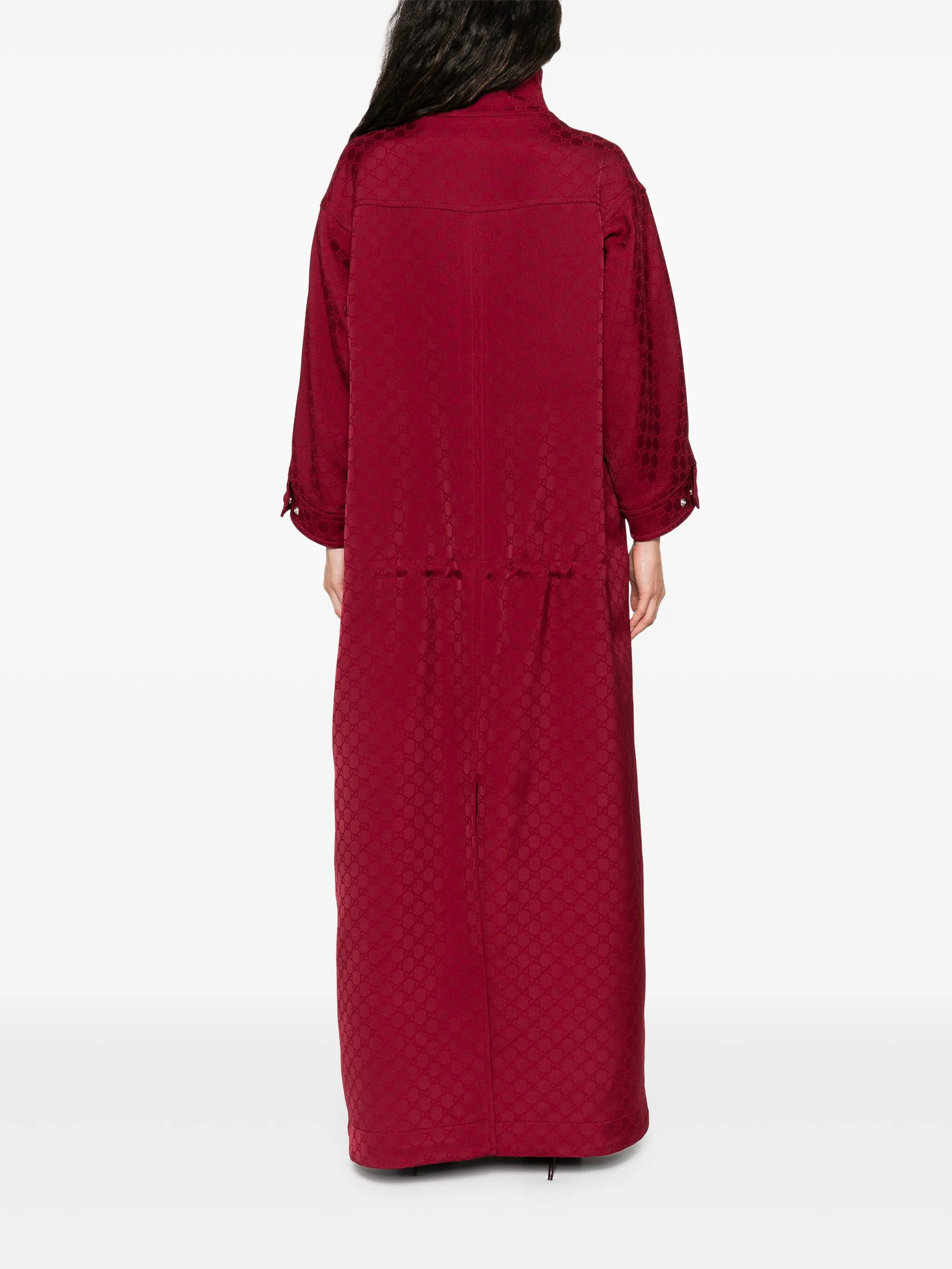 Жаккардовое пальто с узором GG Gucci, красный — фото 4