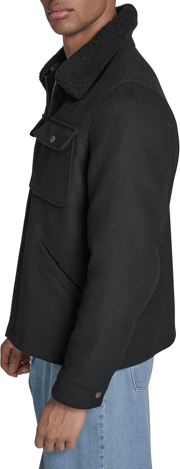 Мужская куртка Levi's из шерстяной смеси Depot с воротником из шерпы, Black — фото 3