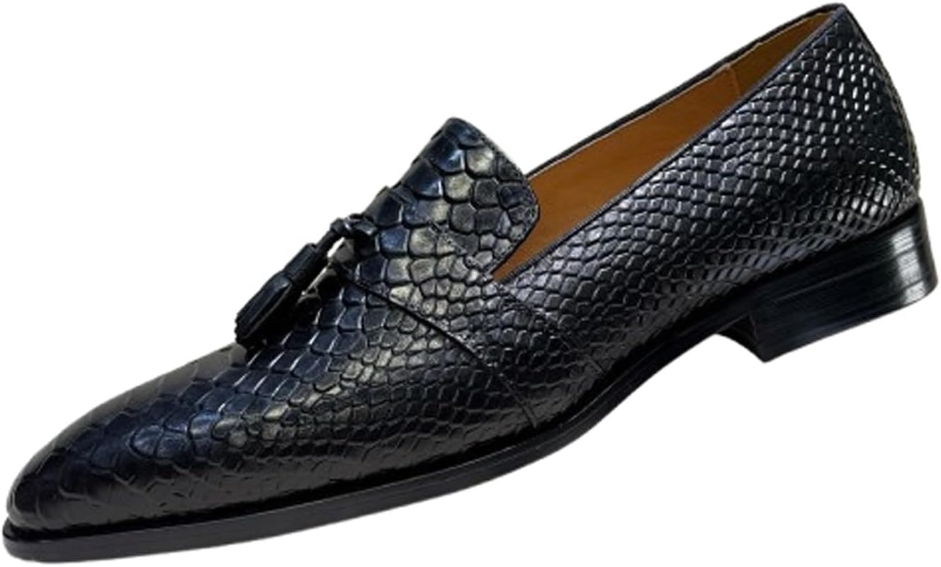 

Мужские слипоны Santimon - удобные роскошные кожаные лоферы с кисточками для бизнеса, офиса, вечеринок и свадеб, черный