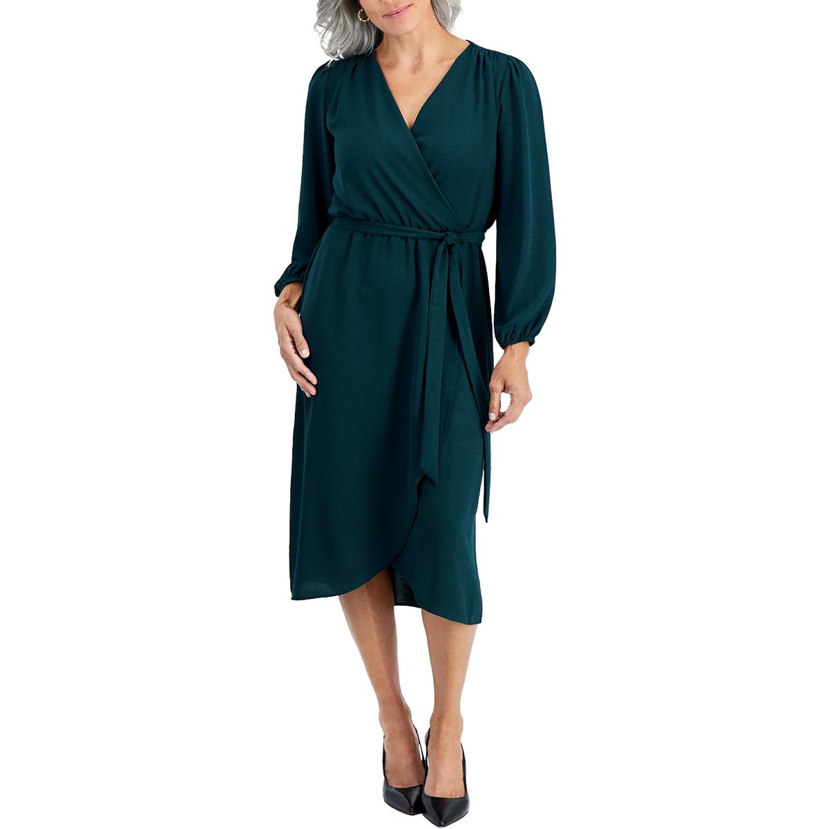 

Платье-халат из полиэстера с поясом для миниатюрных женщин Connected Apparel, цвет pine green