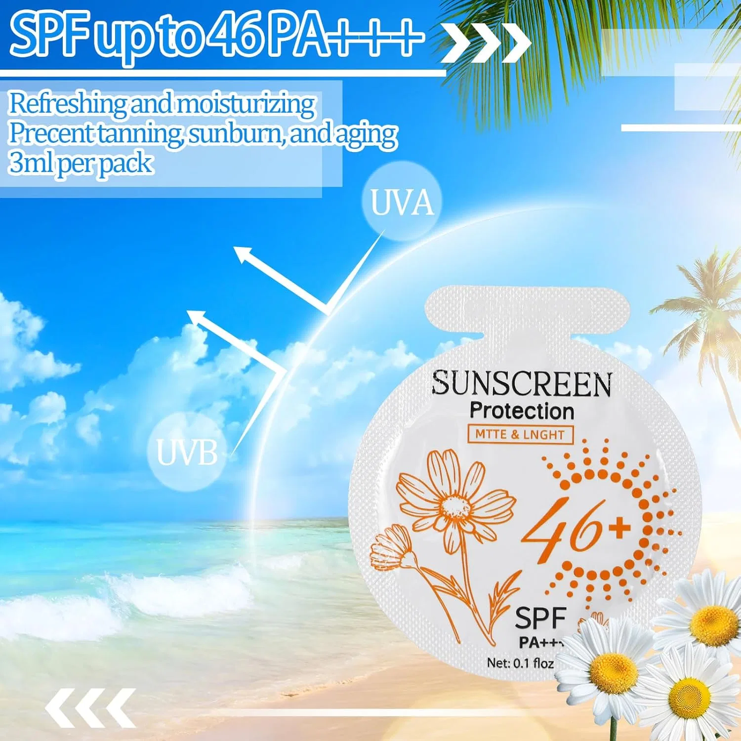 Солнцезащитный крем Heigble SPF 46+, 100 пакетиков по 3 мл — фото 3