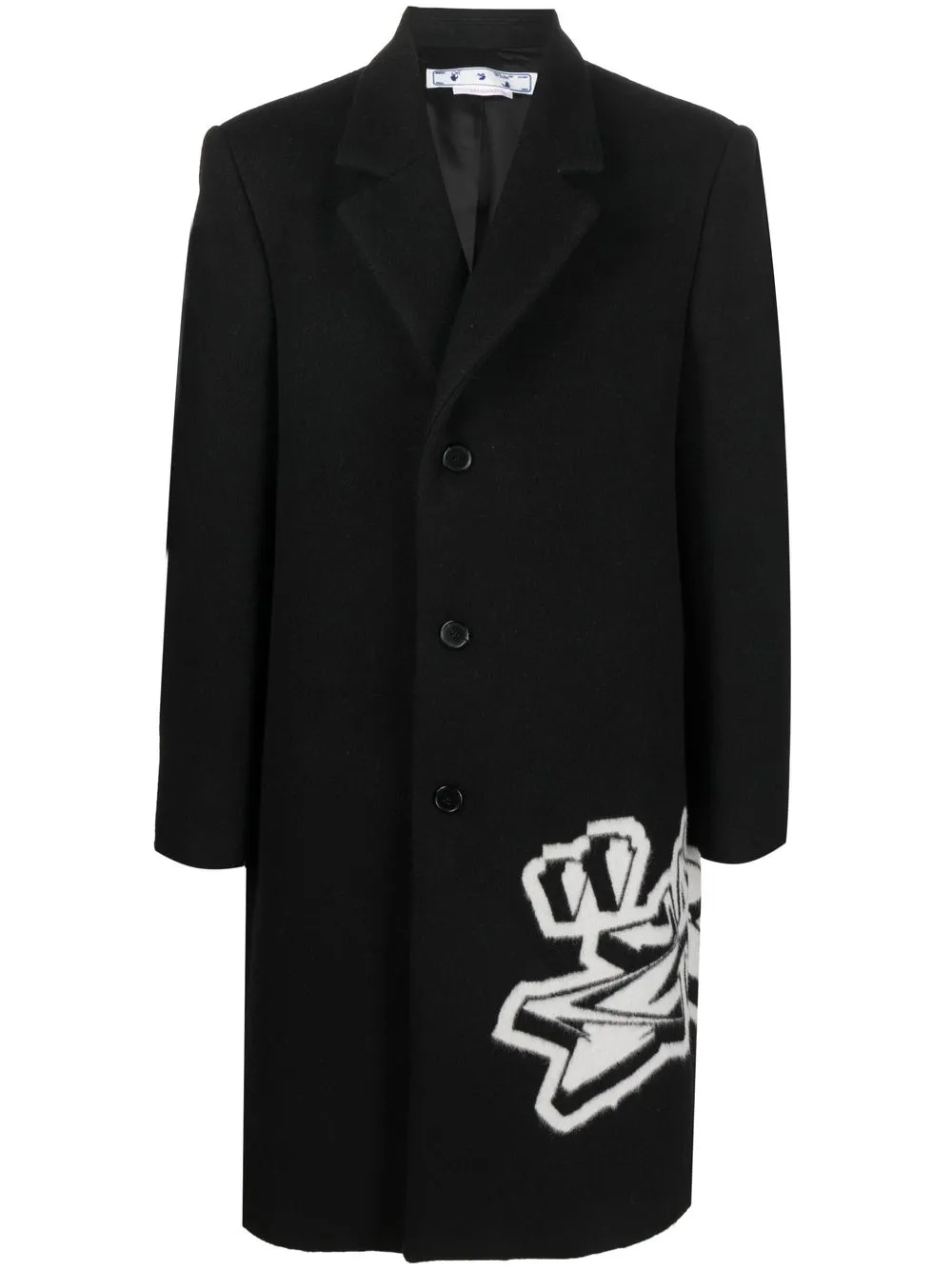 

Однобортное пальто с логотипом OFF-WHITE, черный