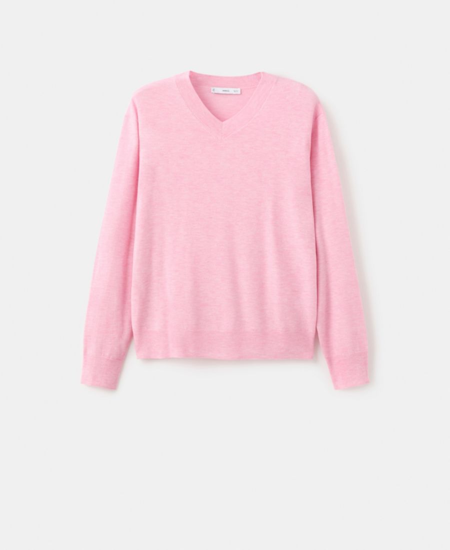 

Женский вязаный свитер с V-образным вырезом MANGO, Pink
