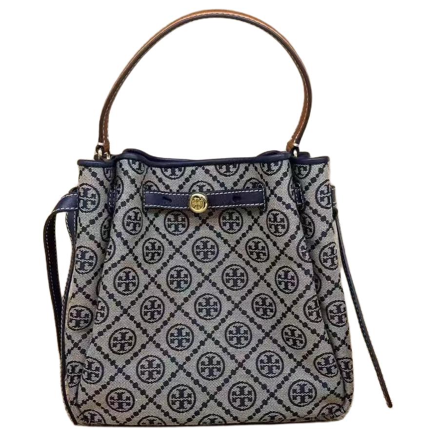 

TORY BURCH Роми Тканевая сумка ведро через плечо кроссбоди женская морская синяя