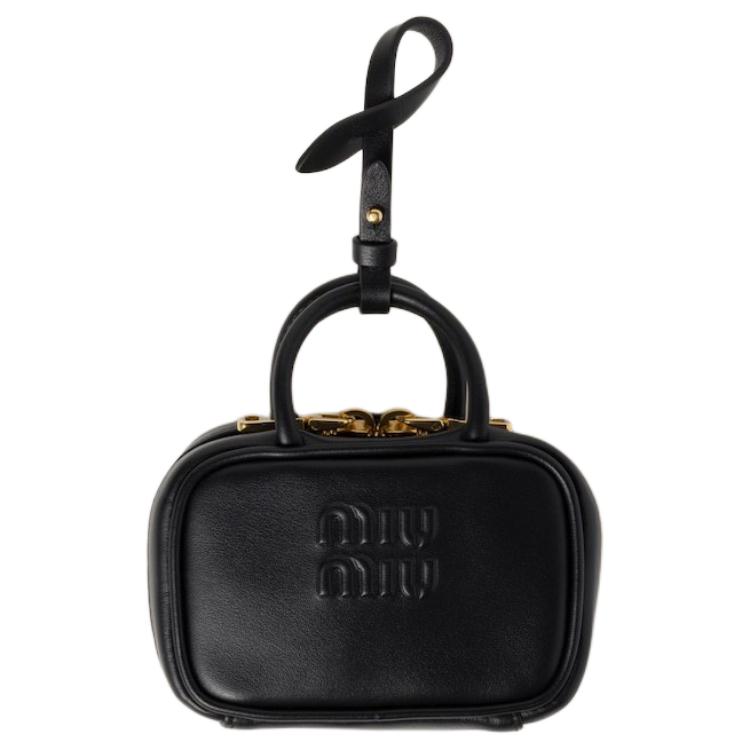 

MIU MIU Кожаный брелок для сумки женский черный, Black