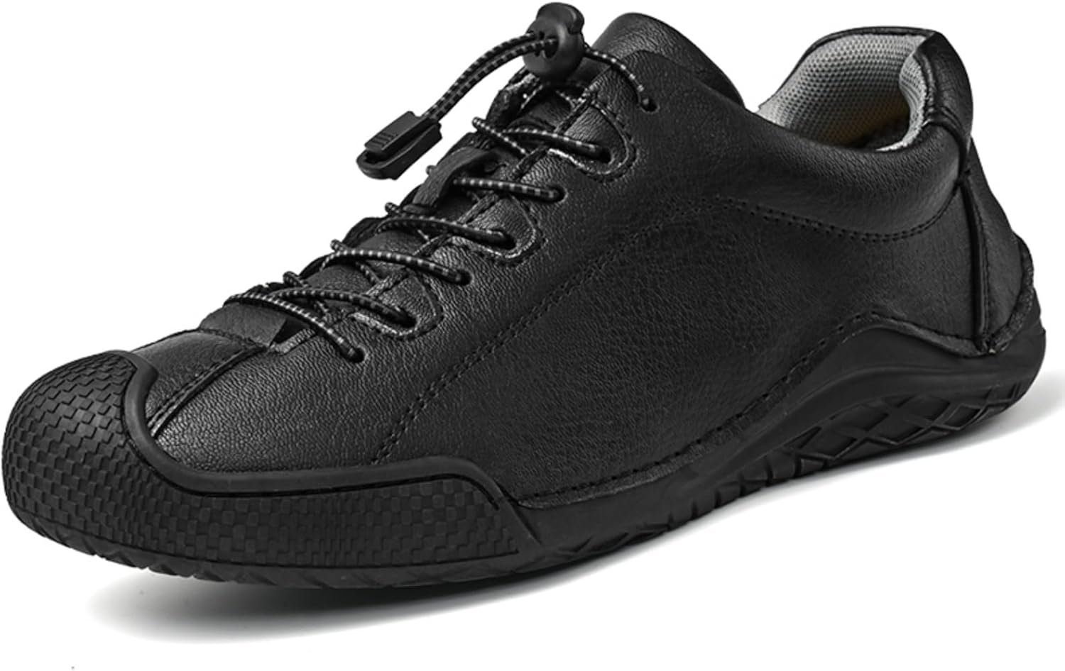 

Мужские повседневные кожаные туфли с противоскользящей резиновой подошвой, системой быстрой шнуровки для ежедневной носки, удобные кроссовки с алмазным протектором для улицы и повседневного бизнеса Lshwcift, черный