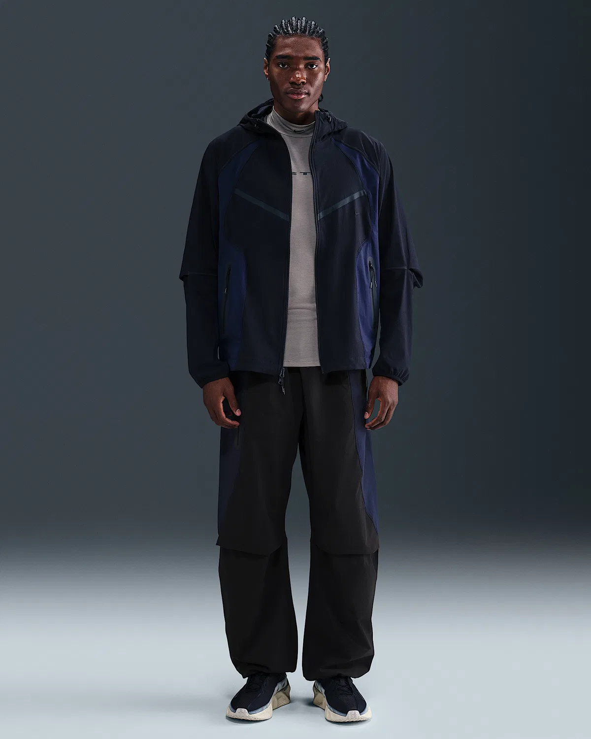 Мужские Oversized штаны Nike Tech Dri-FIT Woven Color-Block, Black/Obsidian/Black