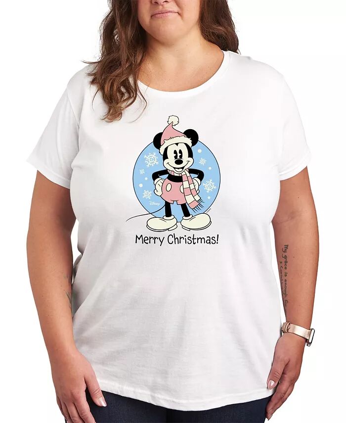 

Футболка размера Mickey Merry Christmas с рисунком Hybrid Apparel, белый