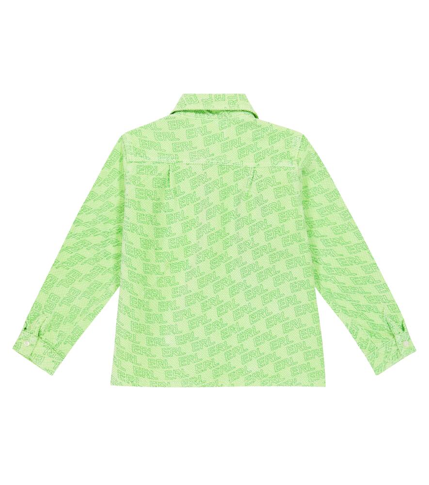 Рубашка из хлопковой смеси с логотипом ERL Kids, Green 1 — фото 4