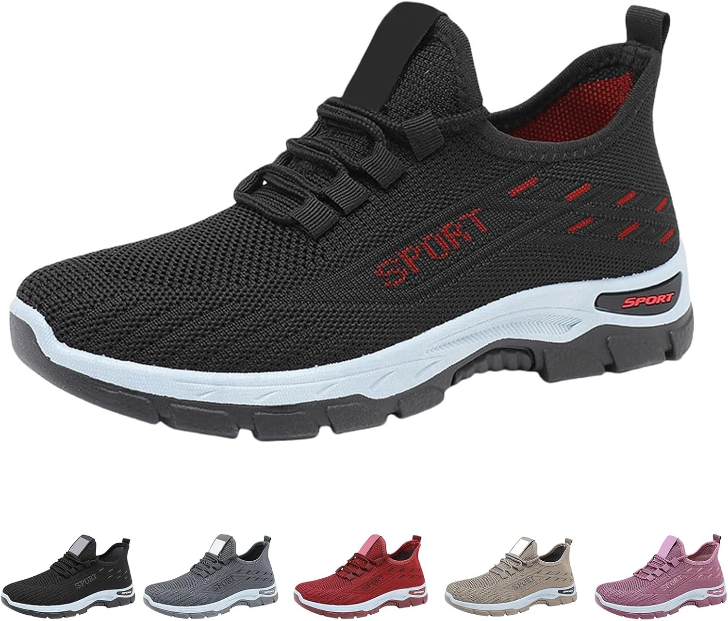 

Женские кроссовки без шнурков с поддержкой свода стопы, беговые кроссовки унисекс, дышащие сетчатые спортивные теннисные кроссовки, мягкая амортизация, повседневные кроссовки, легкие, удобные, с широким мыском Generic, черный