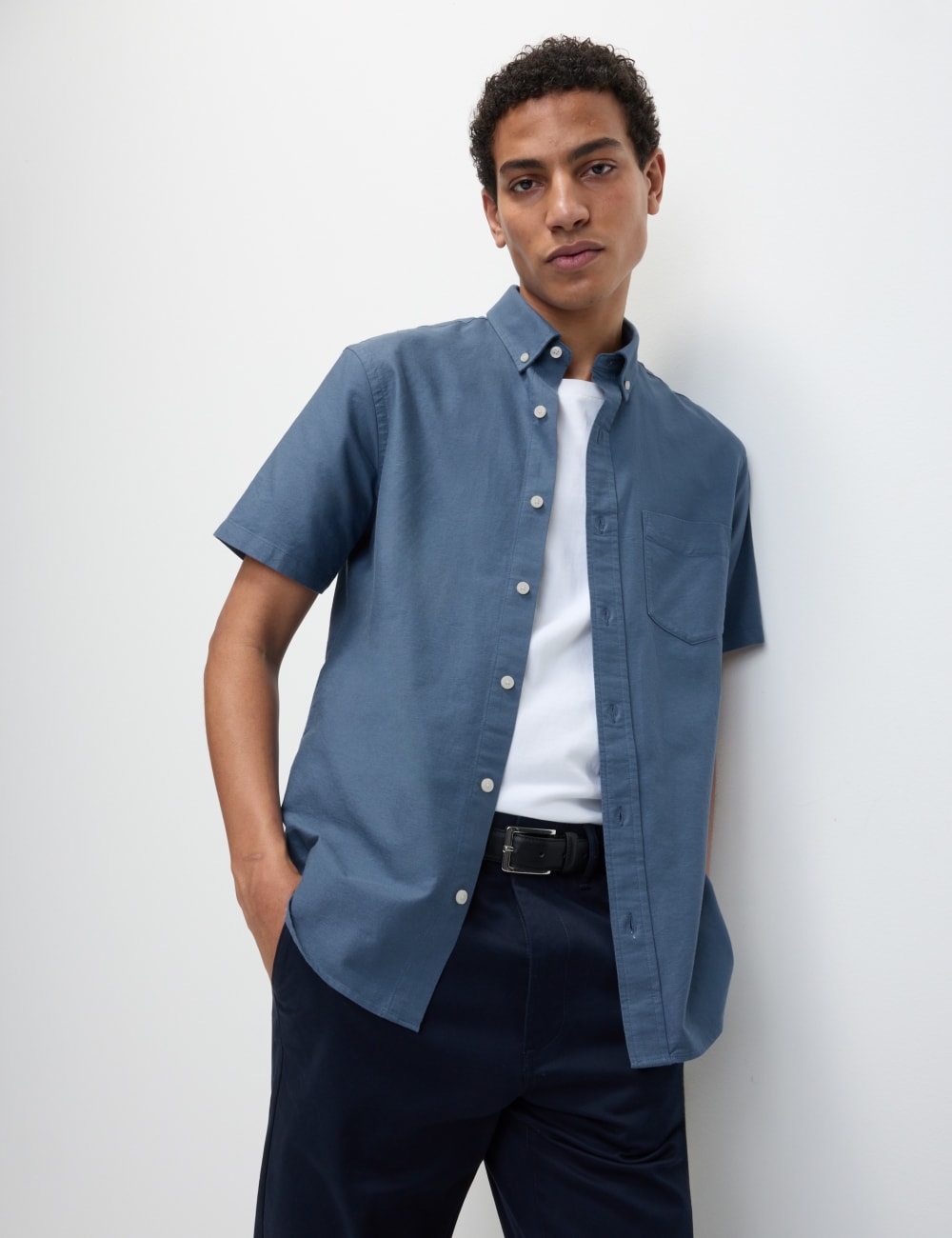 

Лучшая рубашка Oxford из чистого хлопка Marks & Spencer, цвет Air force blue