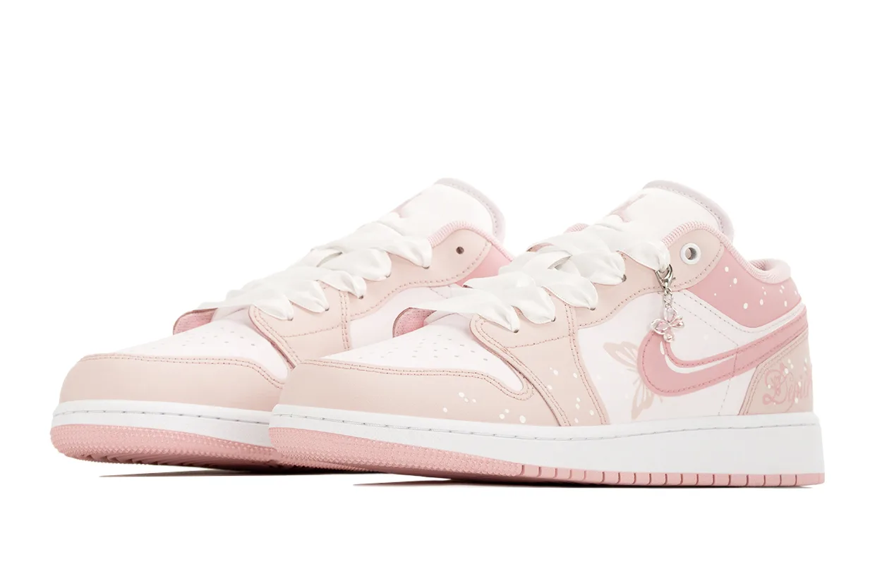 Jordan Air 1 Butterfly Abrasion Resistant Mid top детские баскетбольные кроссовки Pink Teenagers — фото 4