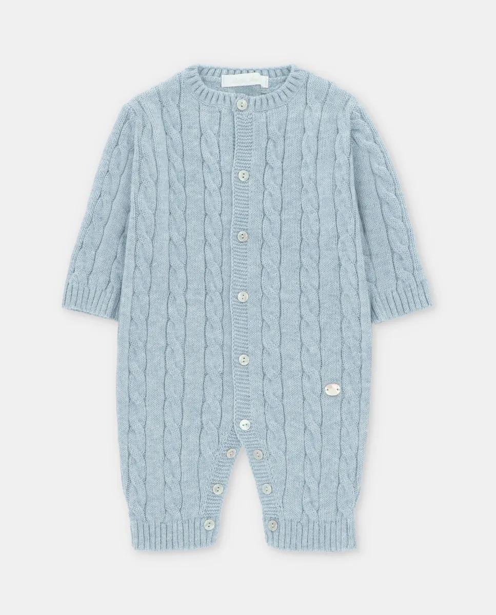 

Длинный вязаный комбинезон для младенца светло-голубого с серым оттенком Martín Aranda