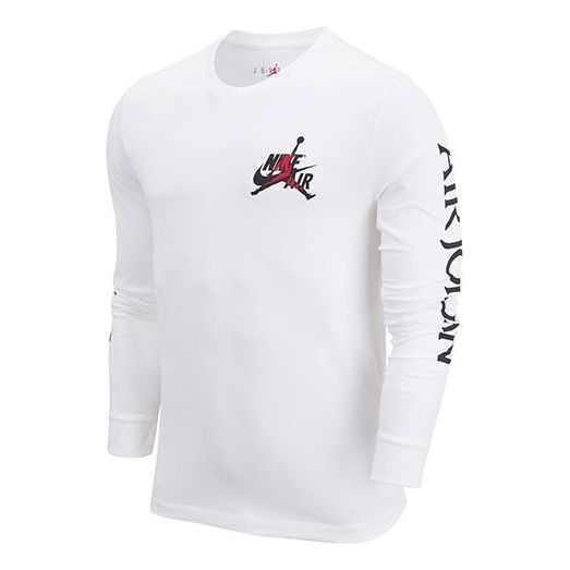 

Футболка Men's Air Jordan Logo Printing Round Neck Long Sleeves White T-Shirt, белый