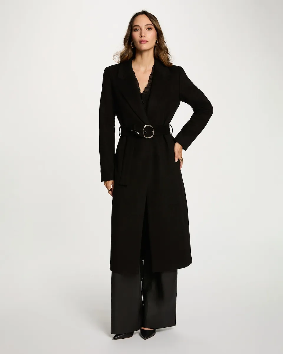 

Длинное женское пальто с поясом Morgan, черный