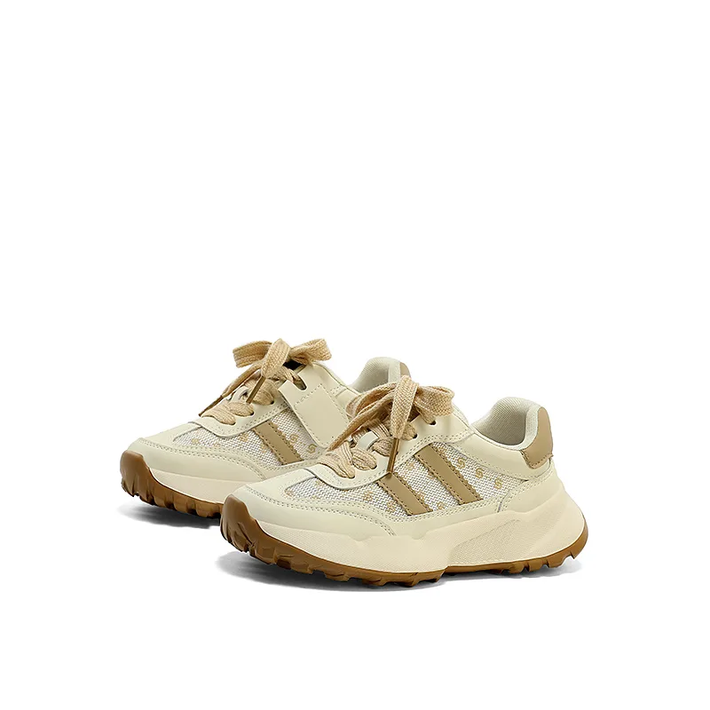 Детские повседневные кроссовки из микрофибровой кожи ST&SAT, Tallow White/Khaki — фото 4