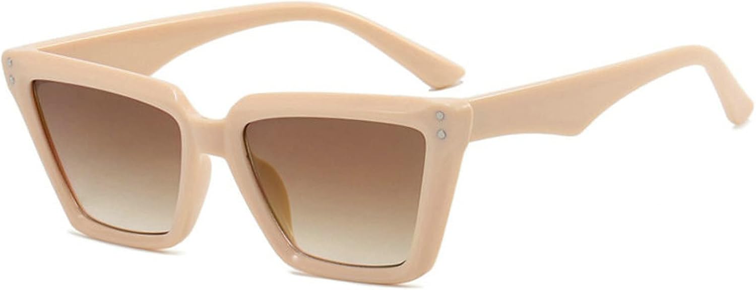 

COTIA Винтажные солнцезащитные очки «кошачий глаз» для женщин, модные очки с градиентным зеркальным покрытием, солнцезащитные очки UV400 для мужчин, панк-очки с заклепками, Beige