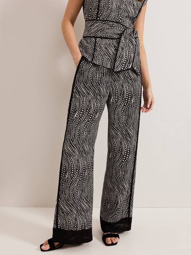 

Роскошные льняные брюки с принтом petite mariana на цепочке Phase Eight, цвет Black/Ivory
