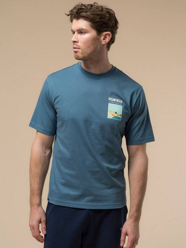 

Футболка из хлопка с пейзажным принтом Block Penfield, Blue Fusion