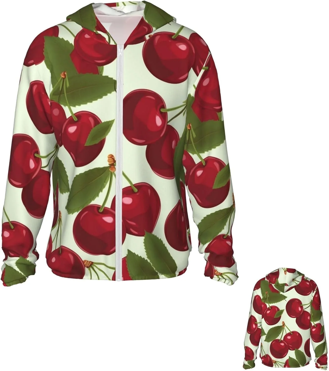 

Толстовка с защитой от солнца Cherry fruit UPF 50+ на молнии с длинным рукавом и карманами PPTHSNVB
