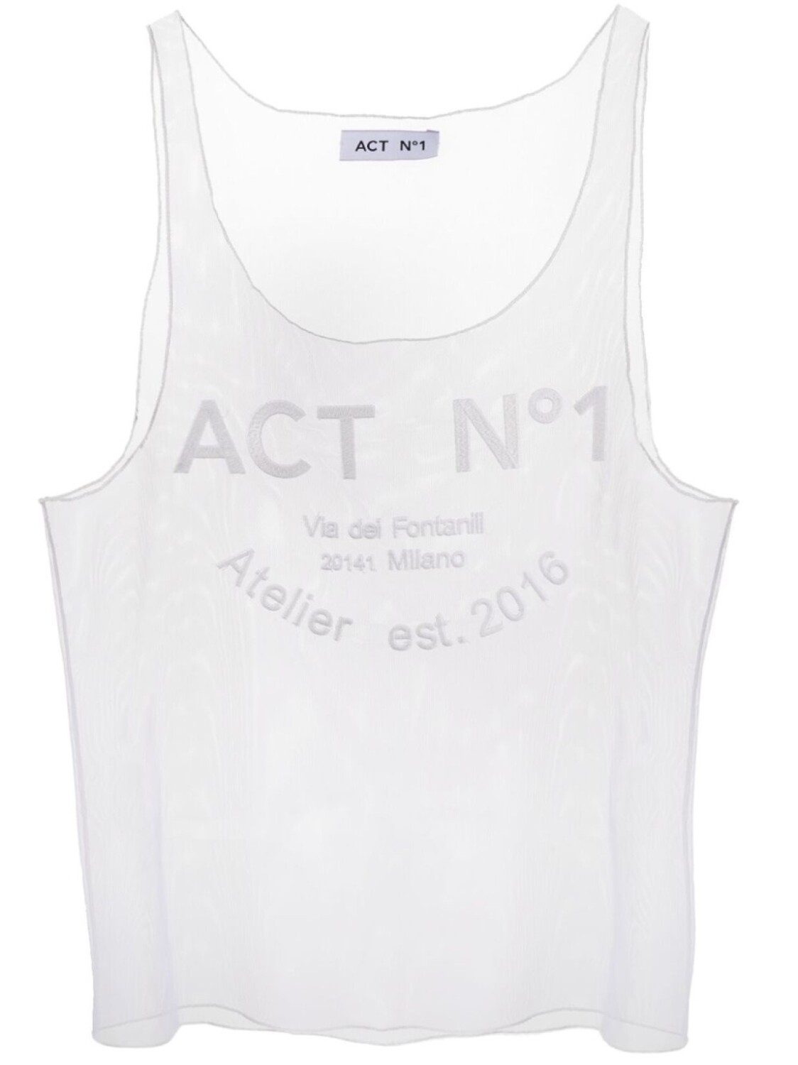 

Прозрачный топ с логотипом ACT Nº1, белый
