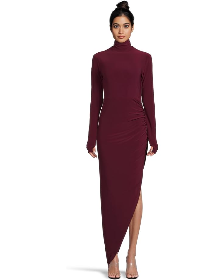 

Женское платье Norma Kamali Long Sleeve Turtle Neck Side Drape Gown (25), Plum