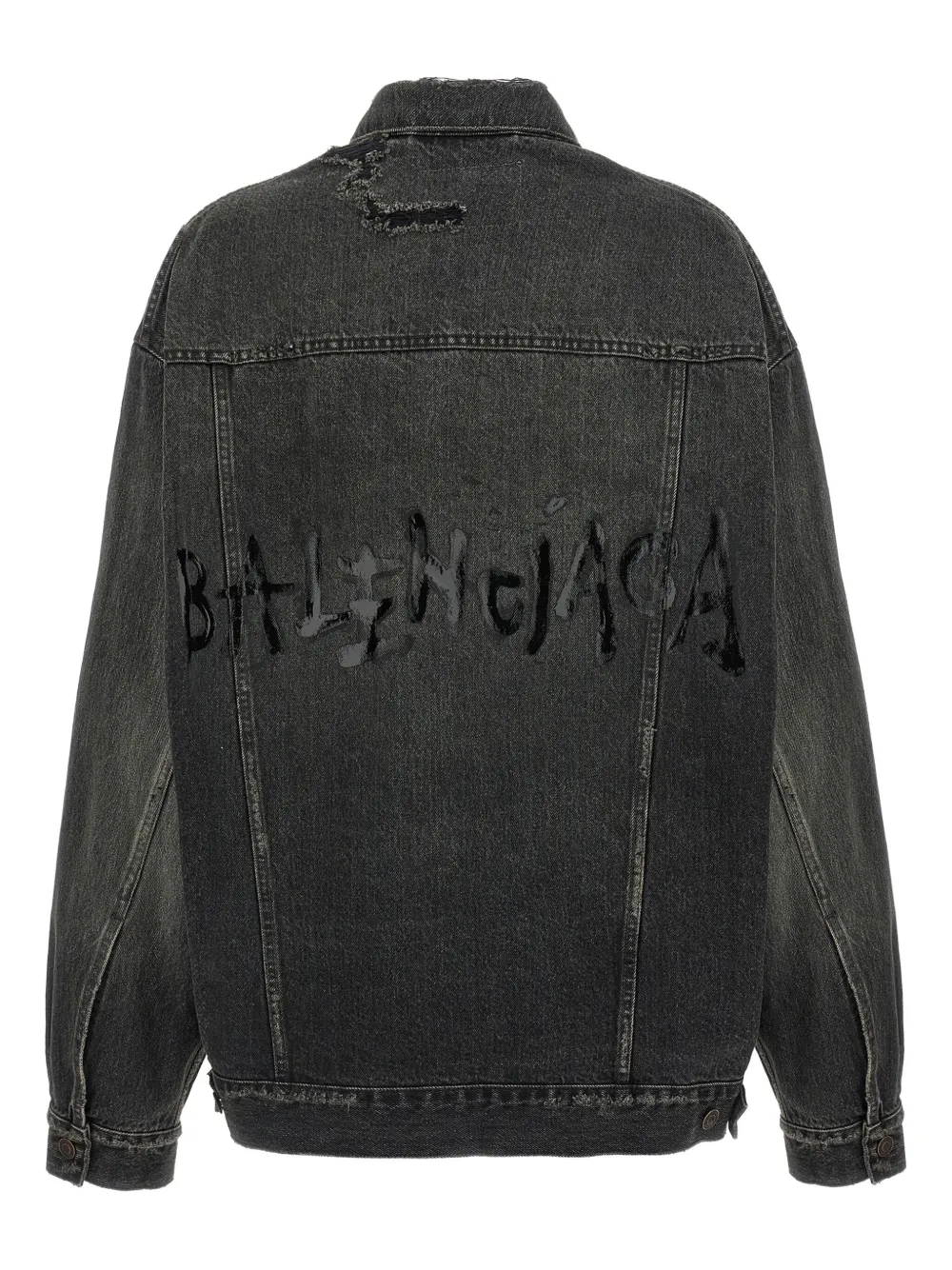 Джинсовая куртка с эффектом потертости BALENCIAGA, серый — фото 2