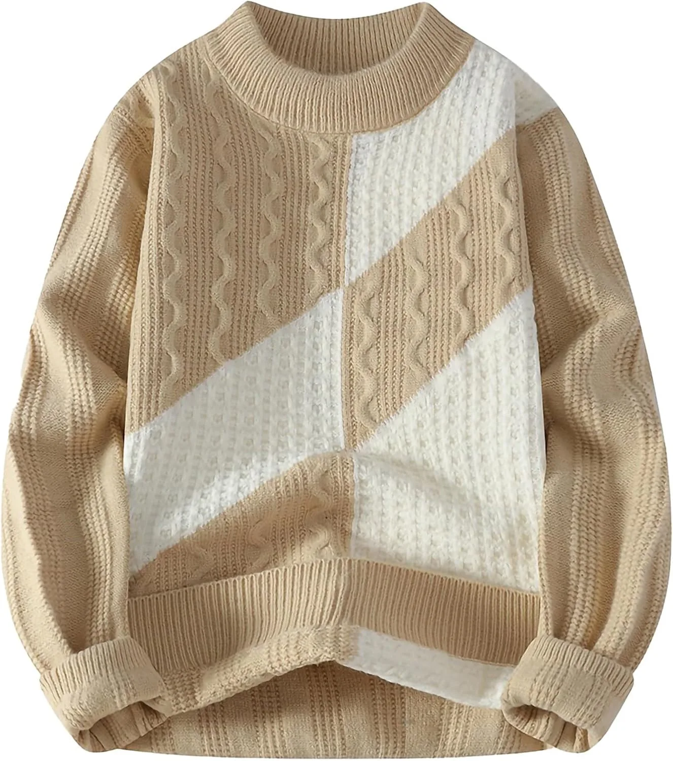 

Мужской свитер Cambkatl с цветными блоками, свободный вязаный пуловер с длинным рукавом