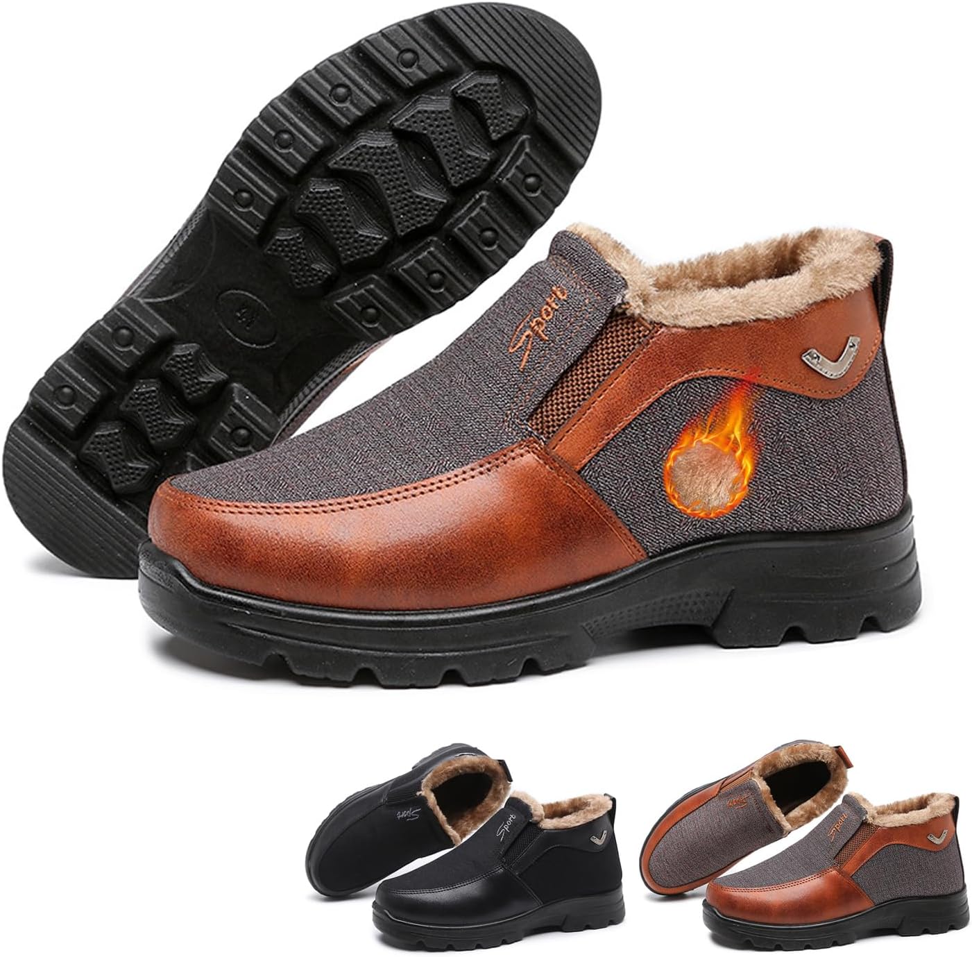 

Мужские зимние флисовые водонепроницаемые теплые нескользящие ботинки, утепленные мехом антискользящие сапоги, повседневные удобные легкие зимние ботинки для ходьбы по снегу Wxdstw, коричневый
