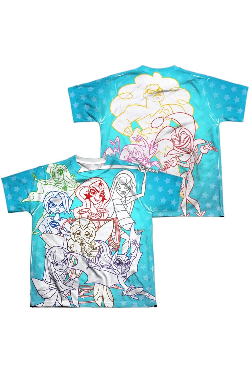 

Футболка DC Comics Superhero Girls Justice Gang с принтом спереди и сзади, короткий рукав, детская Gildan, белый