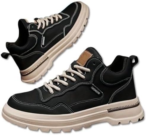 

Мужские винтажные британские низкие походные ботинки - повседневные шнуровочные туфли с прочной подошвой из ПВХ, комфорт на весь сезон для активного отдыха и повседневной носки, туристическое снаряжение Minlaidian, черный