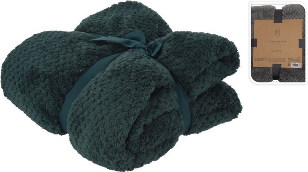 

H&S Collection Флисовое одеяло/одеяло/плед H&S - полиэстер - темно-зеленый - 130 x 170 см
