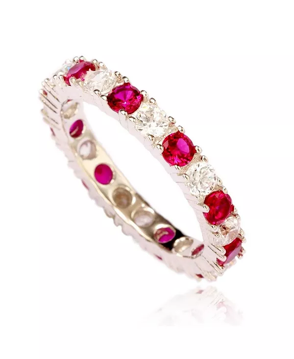 

Кольцо Suzy Levian из стерлингового серебра с чередующимися камнями и кубическим цирконием Suzy Levian New York, red