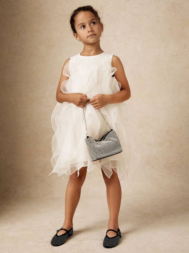 

Детское платье Ellenora без рукавов с рюшами из органзы Reiss, Ivory